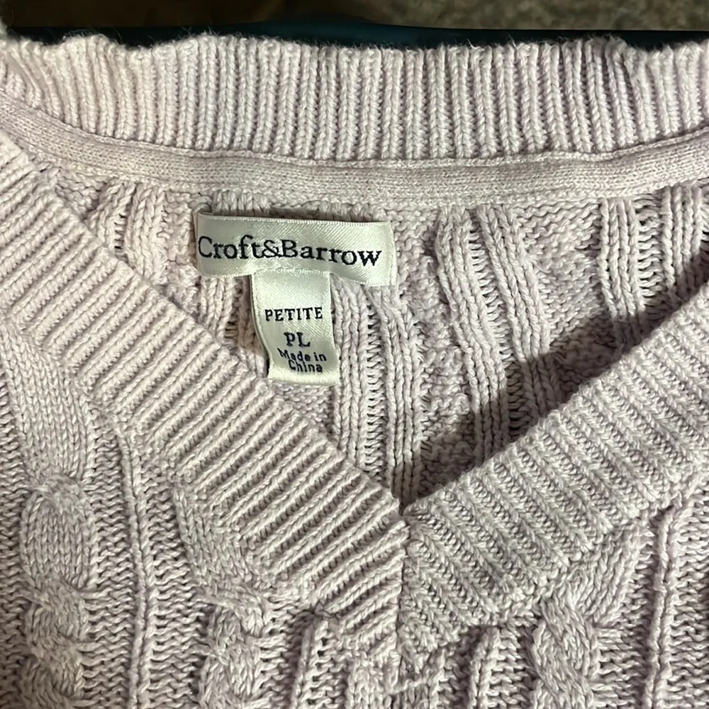 Women’s Light Purple Croft & Barrow Cable Knit Sweater - Picture 2 of 6